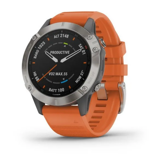 GARMIN FENIX 6 PRO SOLAR Titanium W/Orange Black